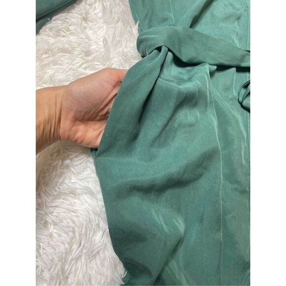 ICHI Green Blouson Snap Button Front Dress Long Sleeve Pockets Size 38 Medium - Picture 8 of 14